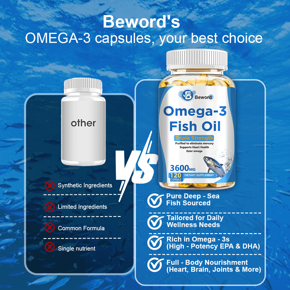 3600mg Omega 3 Fish Oil Capsules 3x Strength EPA & DHA, Highest Potency 120Pills