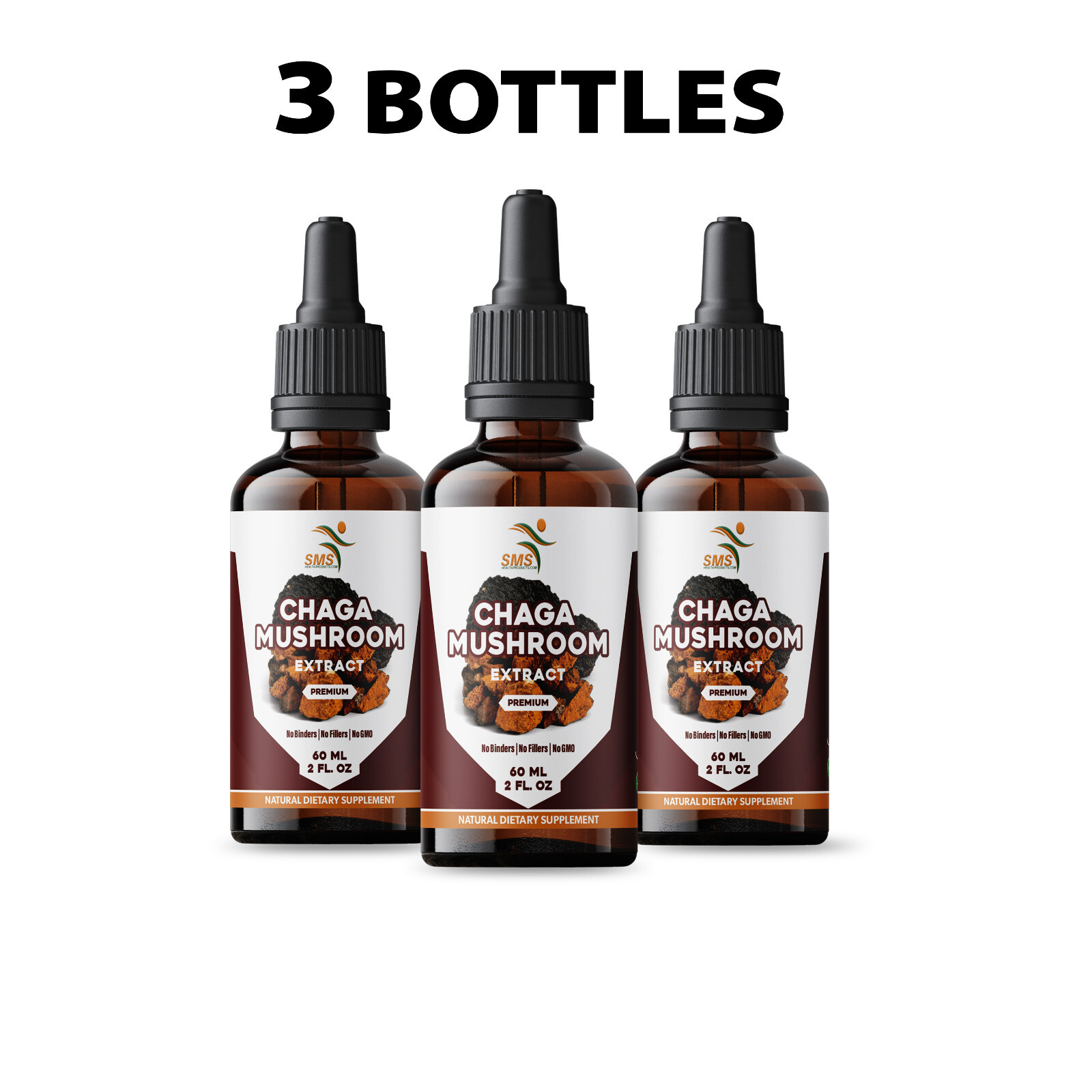 Chaga Mushroom Extract Organic Non GMO Tincture Liquid Herbal Drops 2 Fl Oz