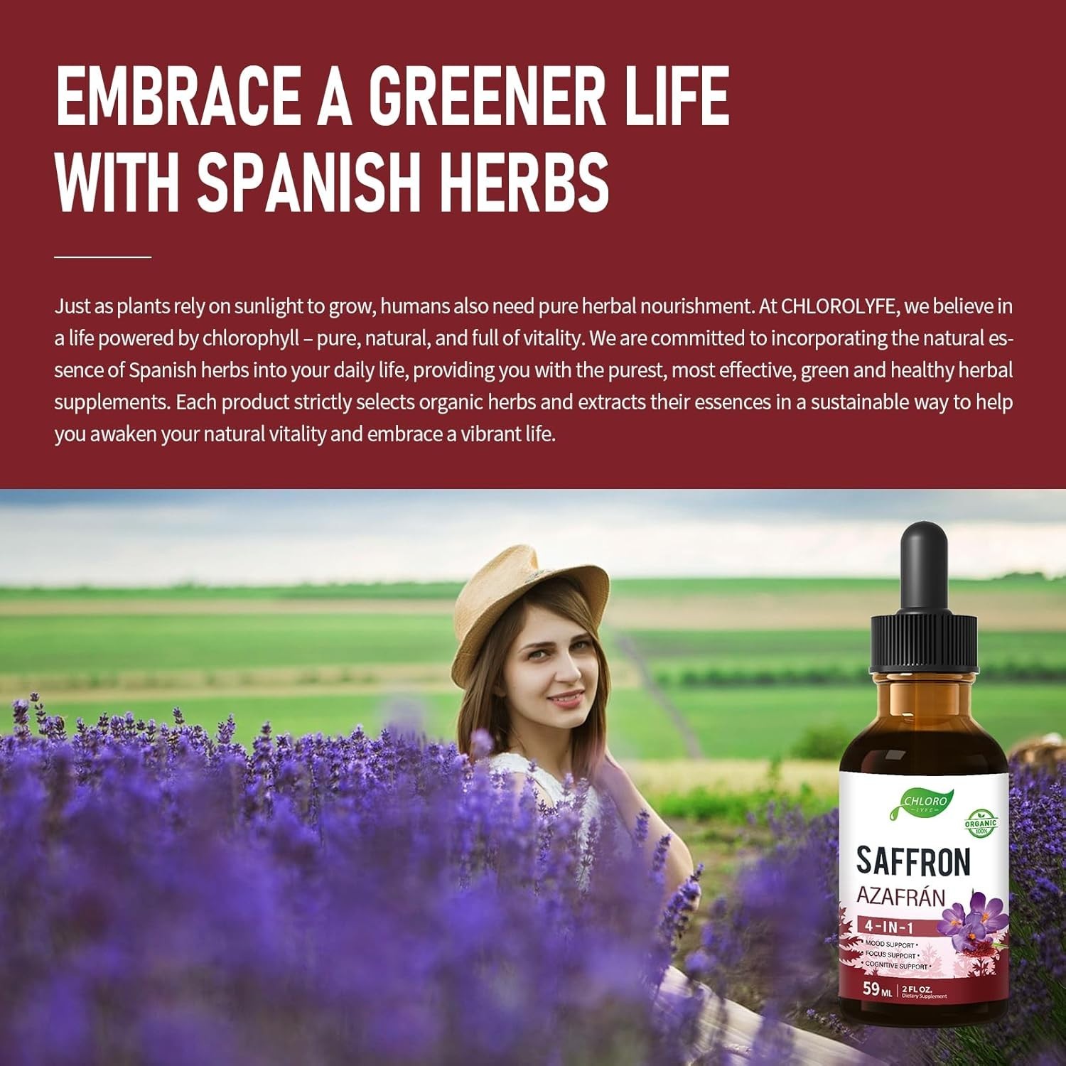 CHLOROLYFE Herbal Drops ~ 4-In-1 Saffron (Crocus sativus) Extract ~ Mood Support