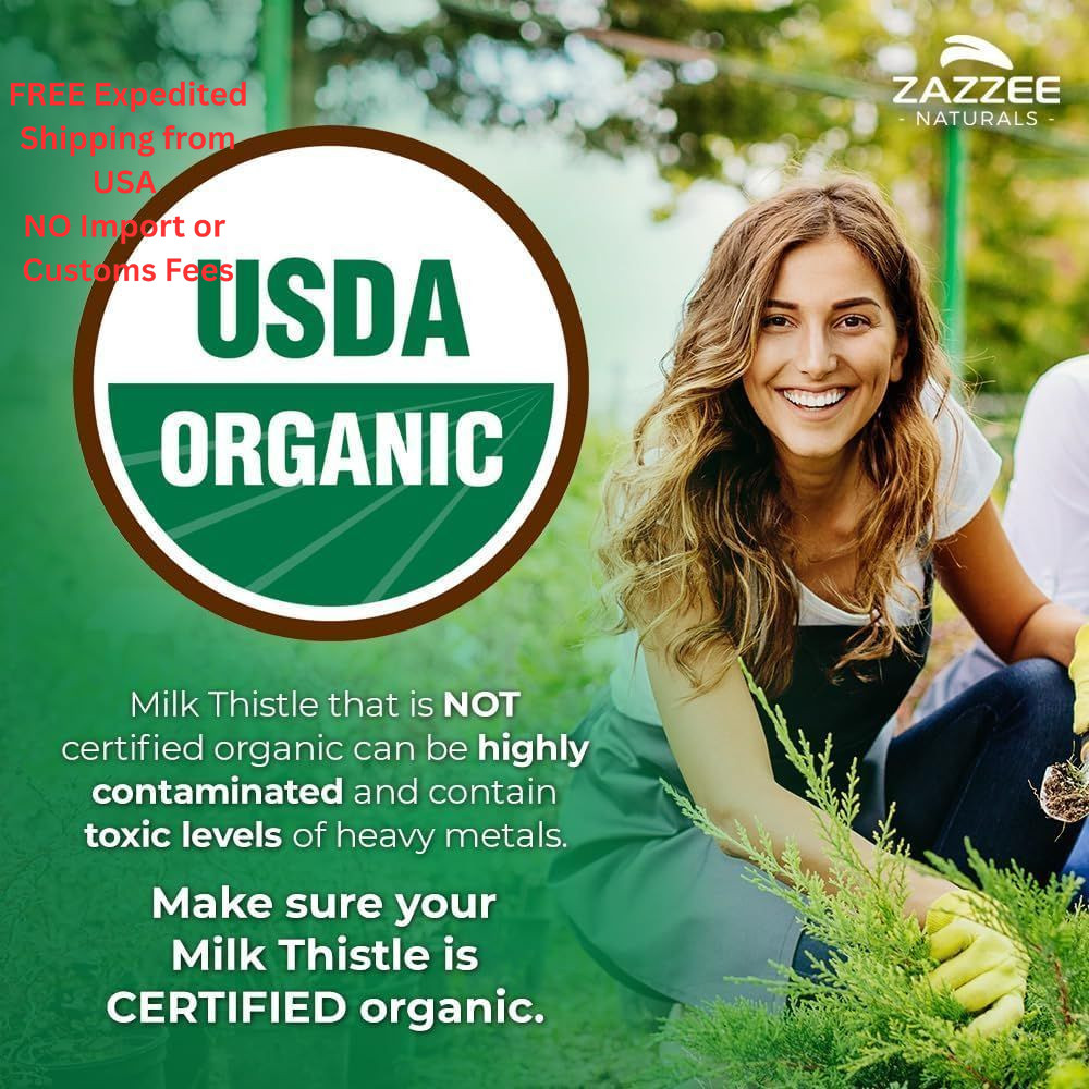 Zazzee USDA Organic Milk Thistle 50:1 Extract, 80% 200 Count (Pack of 1)