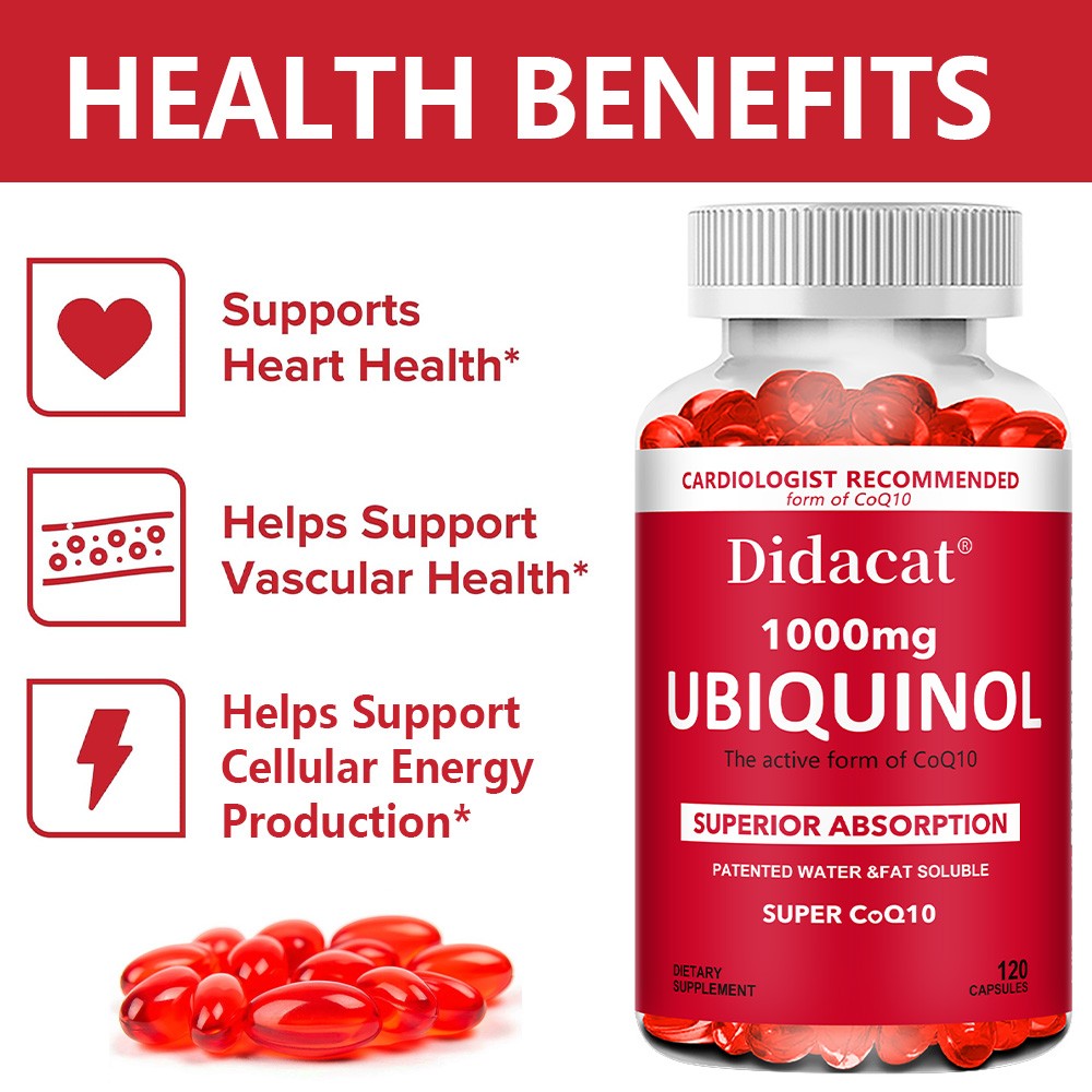 Ubiquinol 1000 mg (The active form of CoQ-10) 30/60/120 capsules Non-GMO -SEALED