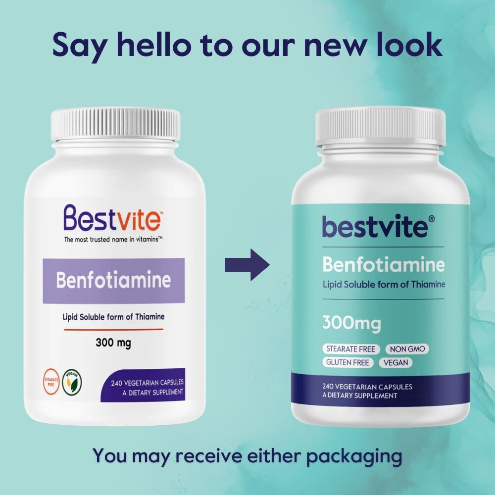 Benfotiamine 300mg (240 Vegetarian Capsules) No Stearates – Vegan