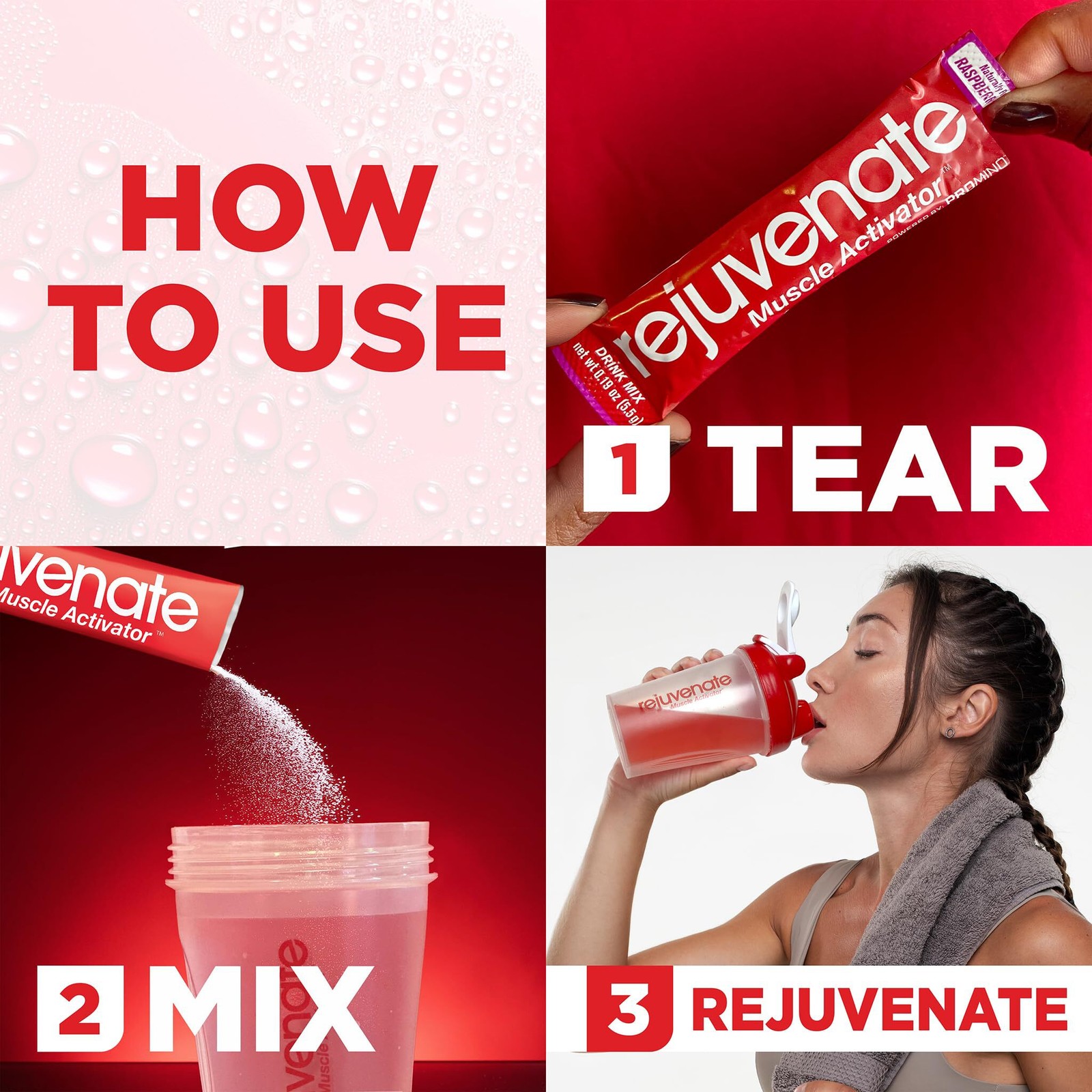 Rejuvenate Muscle Activator™, Drink Mix, Raspberry Burst, 30 Stick Packets, 0.19