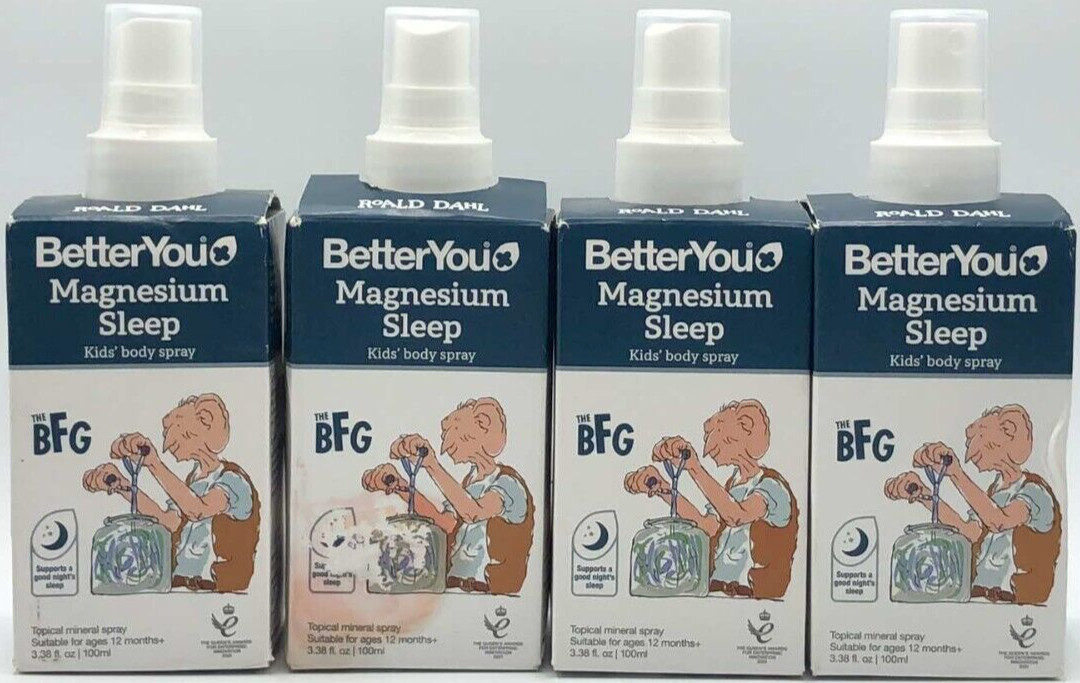 4PK BetterYou Magnesium Kids Sleep Body Spray ~ 3.8 fl Oz EACH ~ FAST SHIP