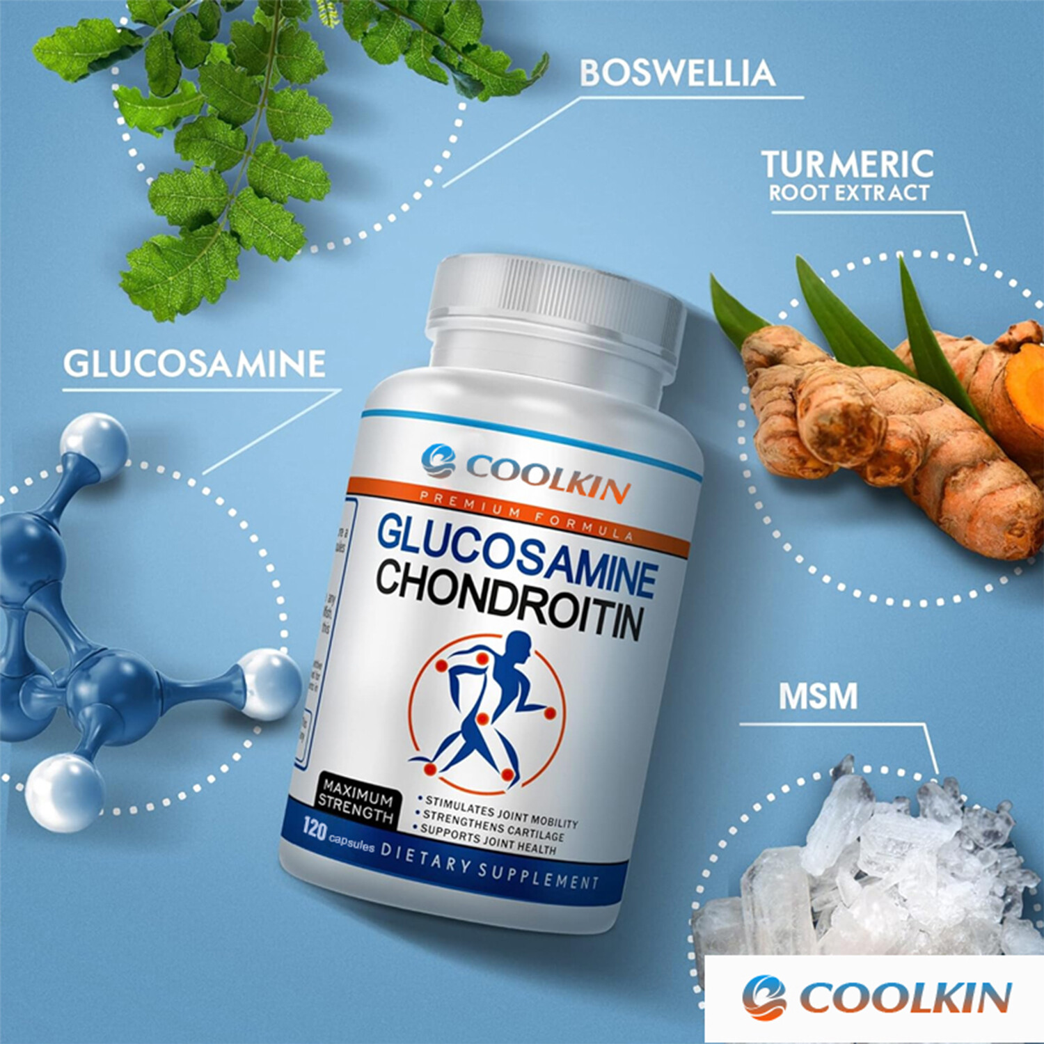 Glucosamine Chondroitin 2100mg – Boswellia,Turmeric,Quercetin,MSM – Joint Health
