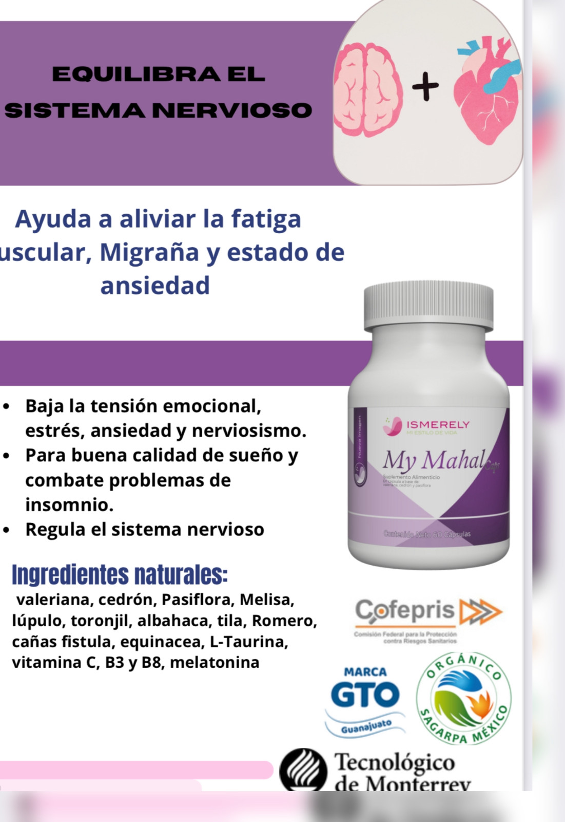 Ismerely My Mahal caps Suplemento alimenticio