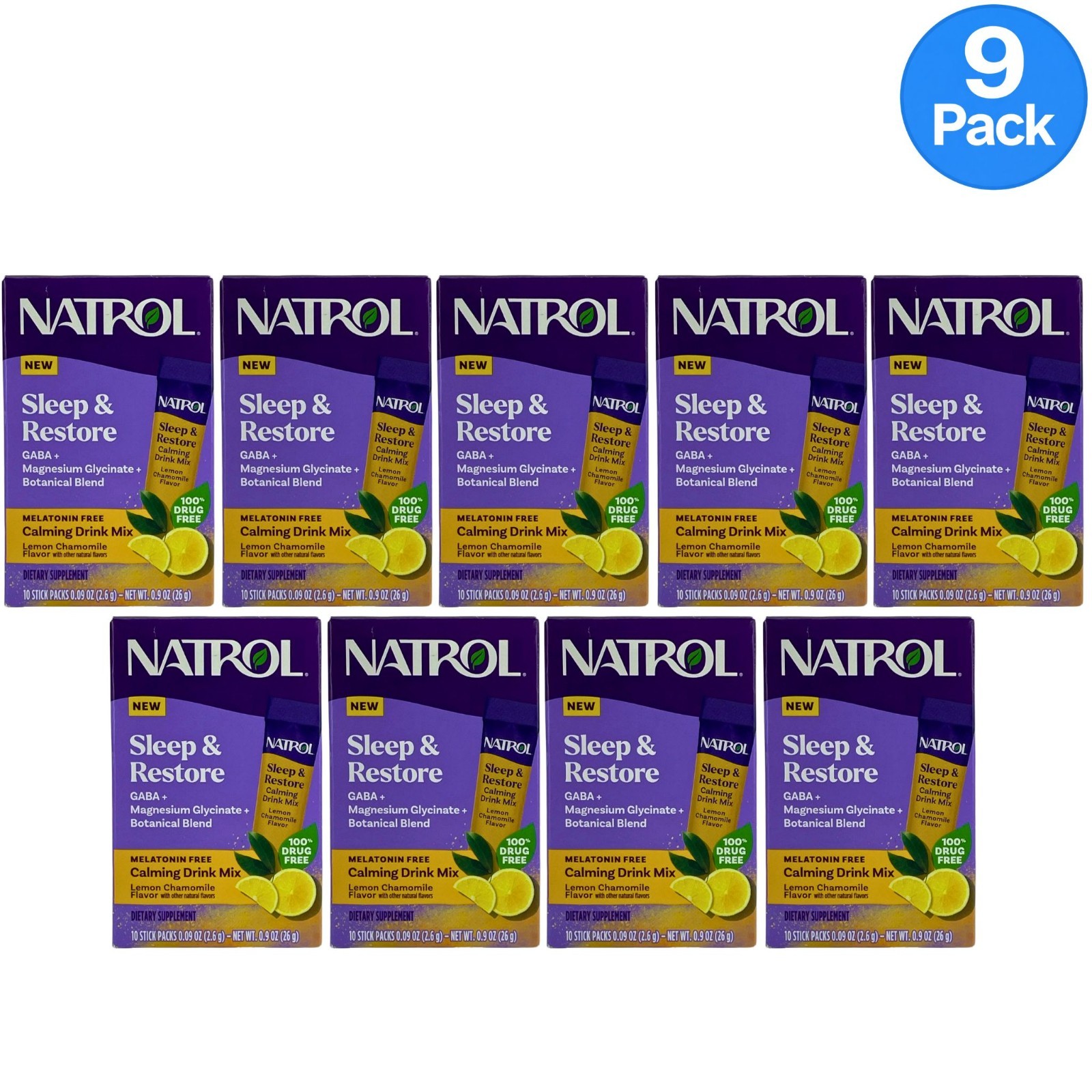 Natrol Sleep & Restore Calming Drink Mix 10 Sticks 9 Pack New Exp 01/2026