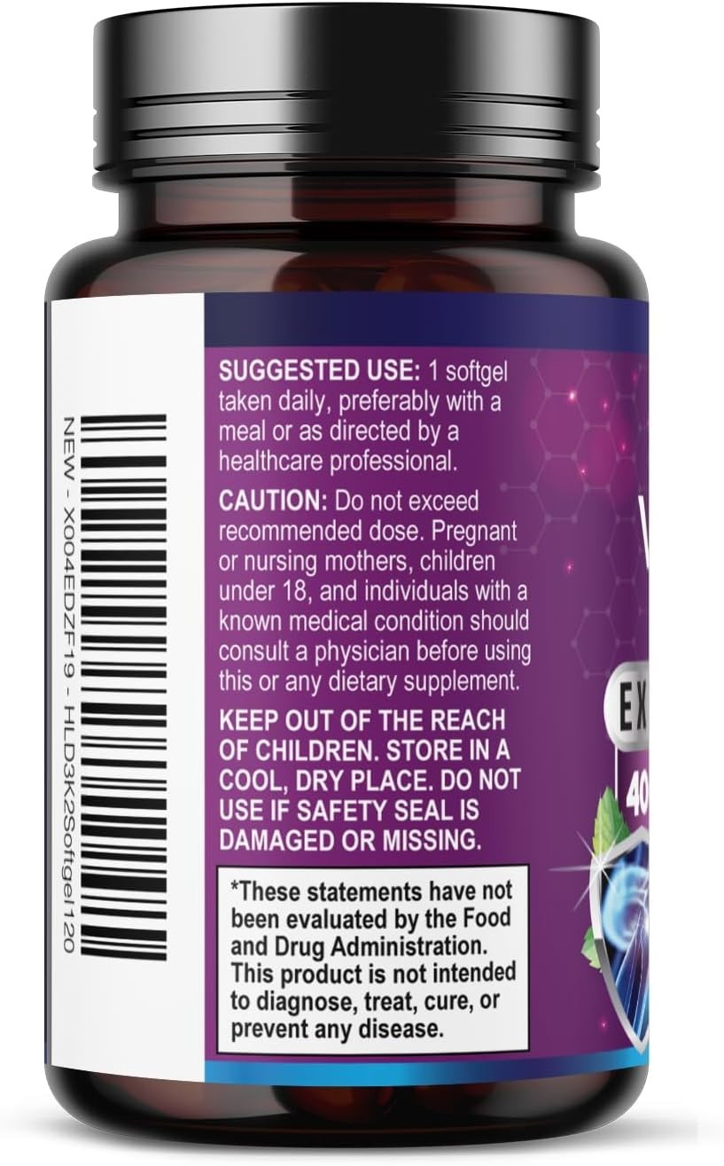 Vitamin D3 4000 IU with K2 MK-7 Bone Heart Immune Support 120 Softgels