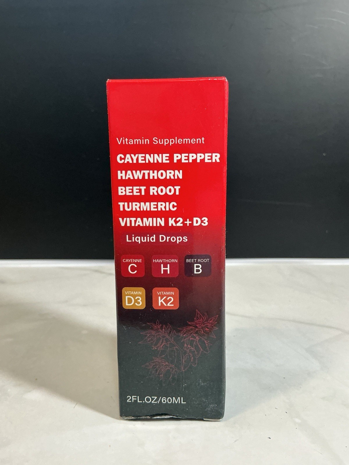 Cayenne Pepper Hawthorn Beet Root Turmeric Vitamin K2+D3 Liquid Drops 60ML