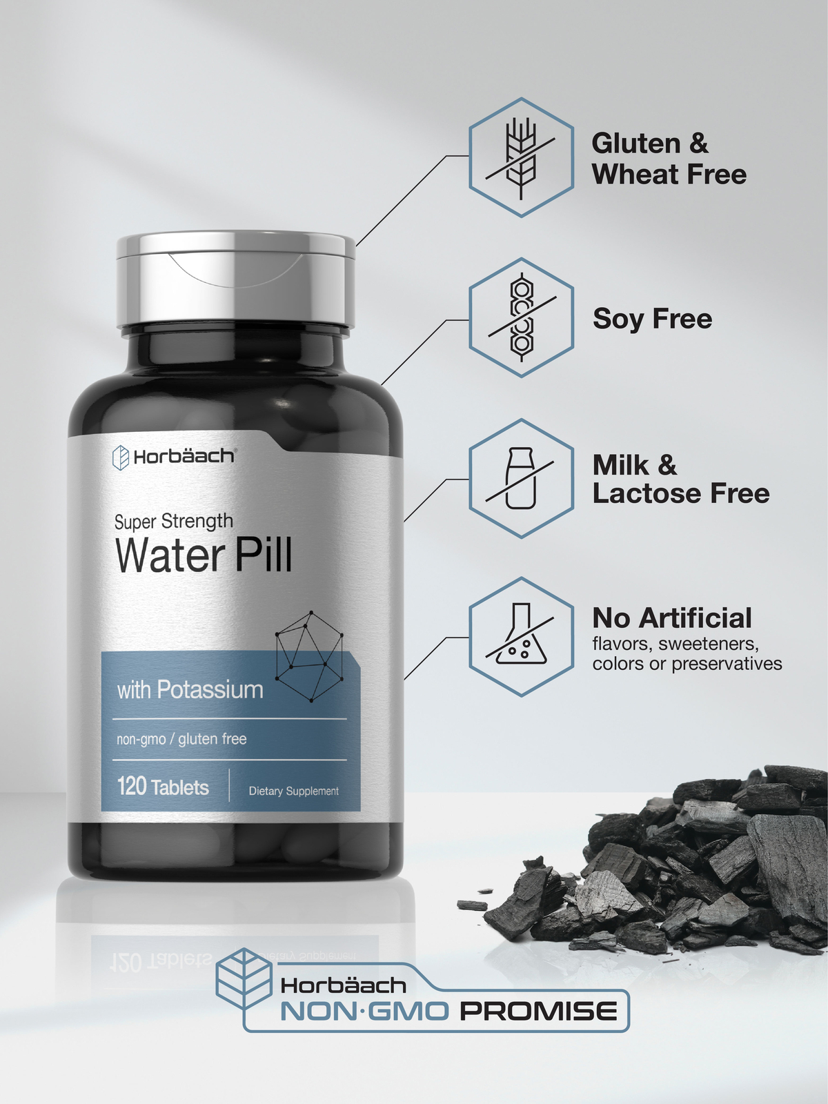 Water Pills | Super Strength | 120 Tablets | Vegetarian | Non-GMO | by Horbaach