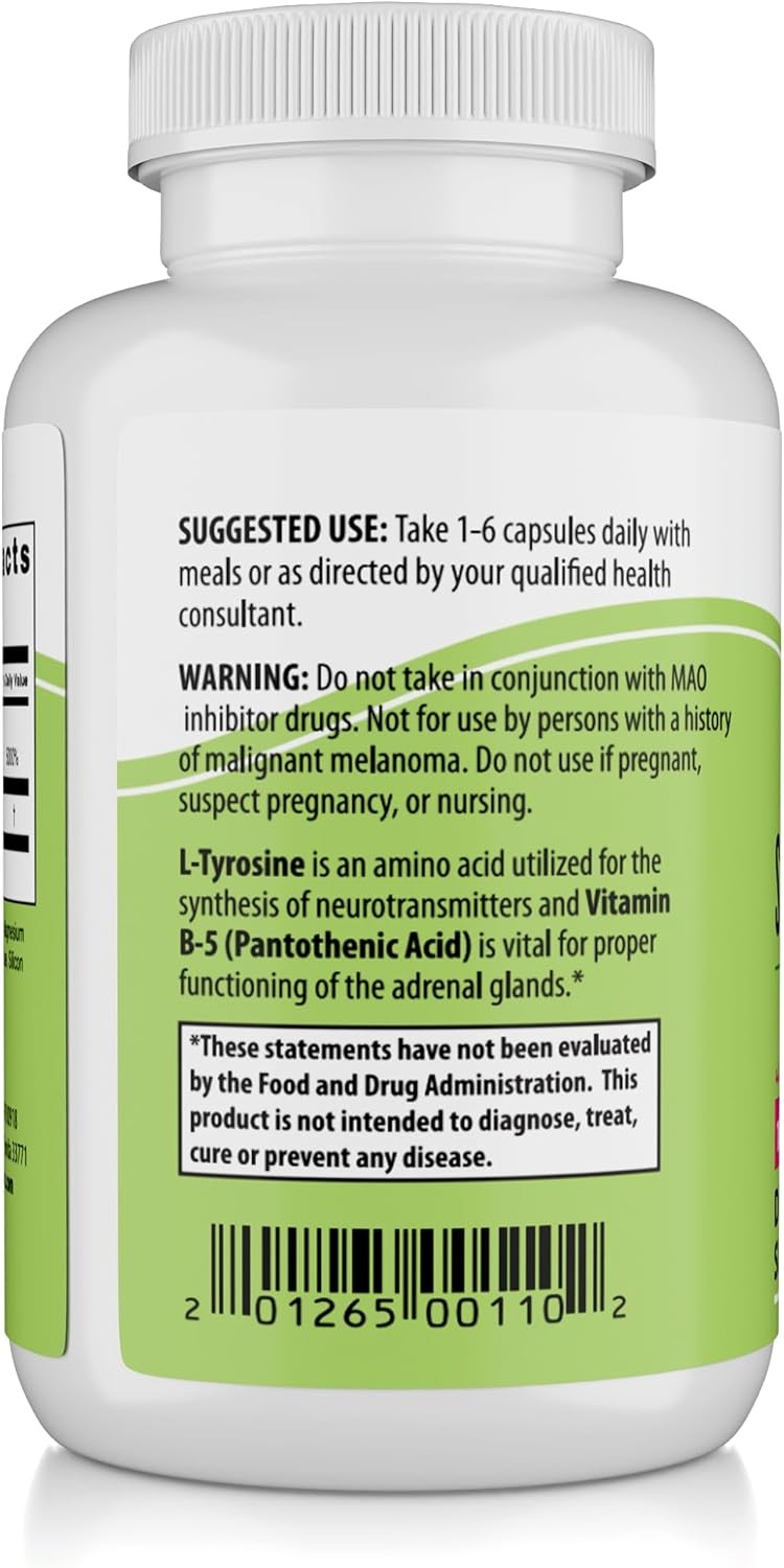 Naturalslim Stress Relief B5 Pantothenic Acid & L Tyrosine180 Capsules EXP:06/28