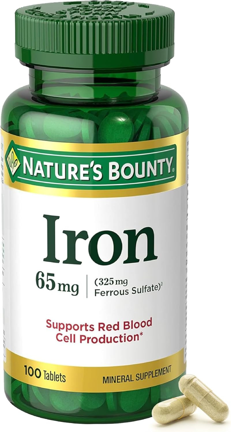 Nature’S Bounty Iron 65Mg, 325 Mg Ferrous Sulfate, Cellular Energy Support, Prom