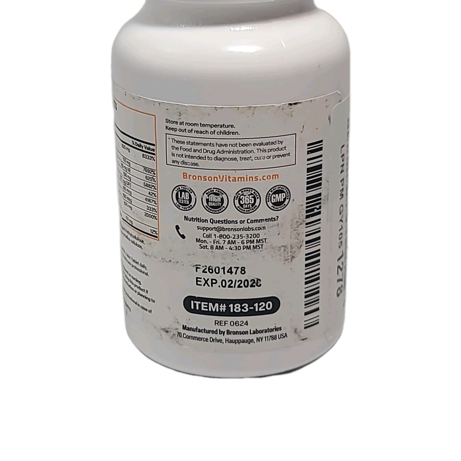 Bronson SUPER B 100 Vitamin B Complex Sustained Release 120 TABLETS• EXP : 02/28