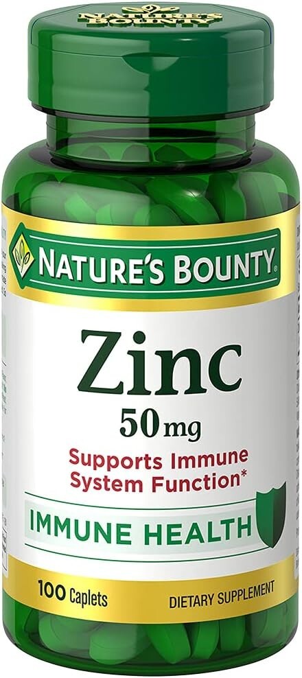 Nature’s Bounty Zinc 50mg Caplets 100 Count Immune Support Exp 07/27