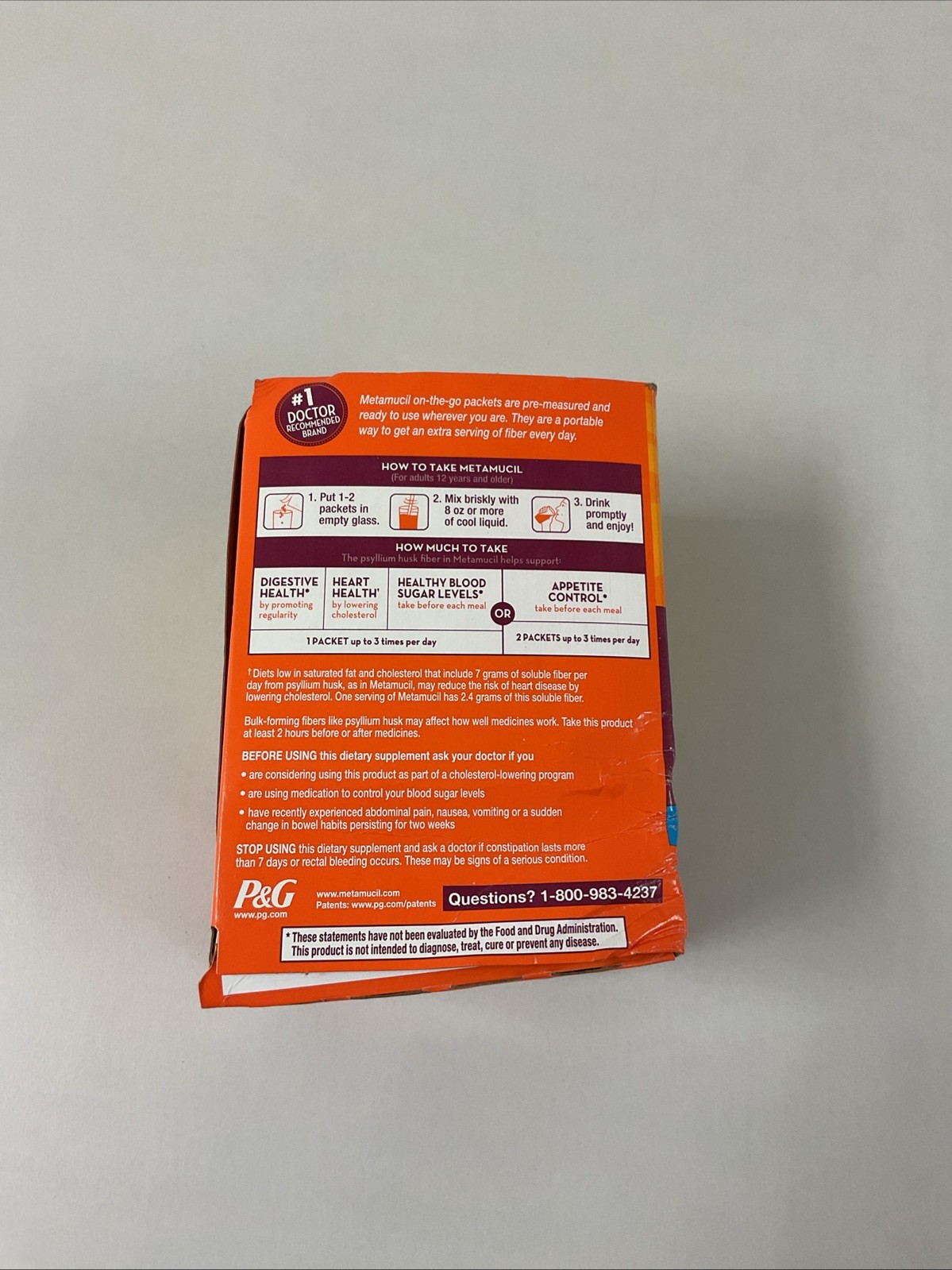 NEW Metamucil On-The-Go Packets, Sugar-Free, 44 Packets, Orange Flavored, G12