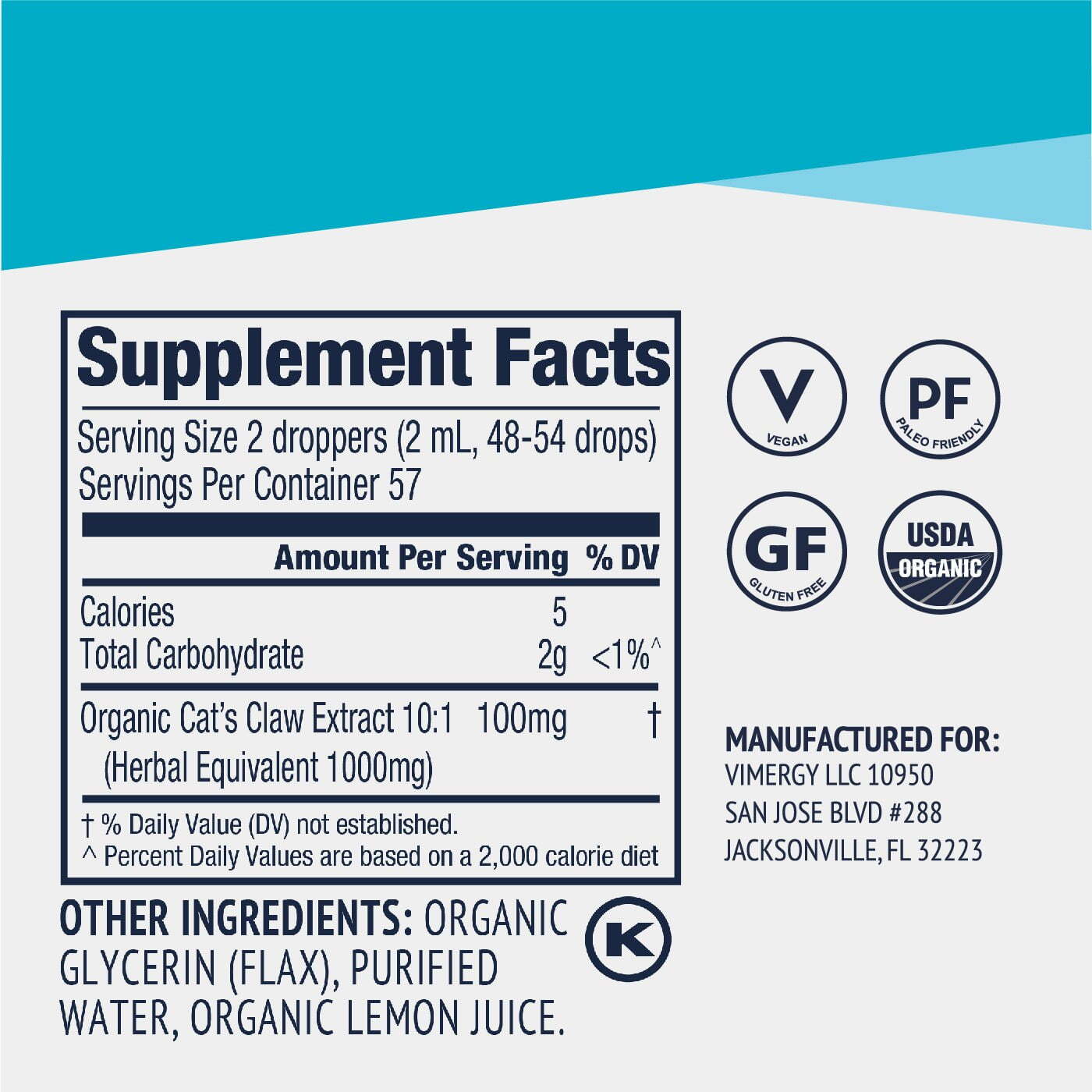 Vimergy USDA Organic Cat’s Claw Extract, 57 Servings