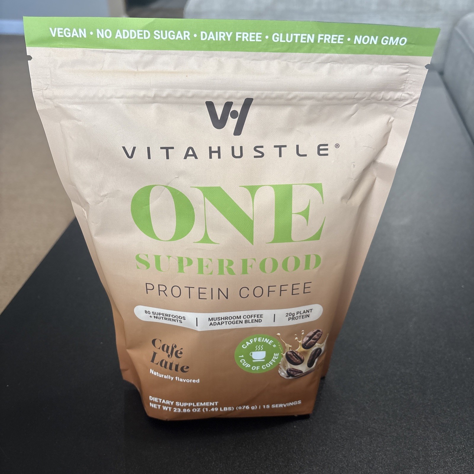 VitaHustle ONE Protein Coffee Cafe Latte Superfood 23.65oz Exp 04/2028