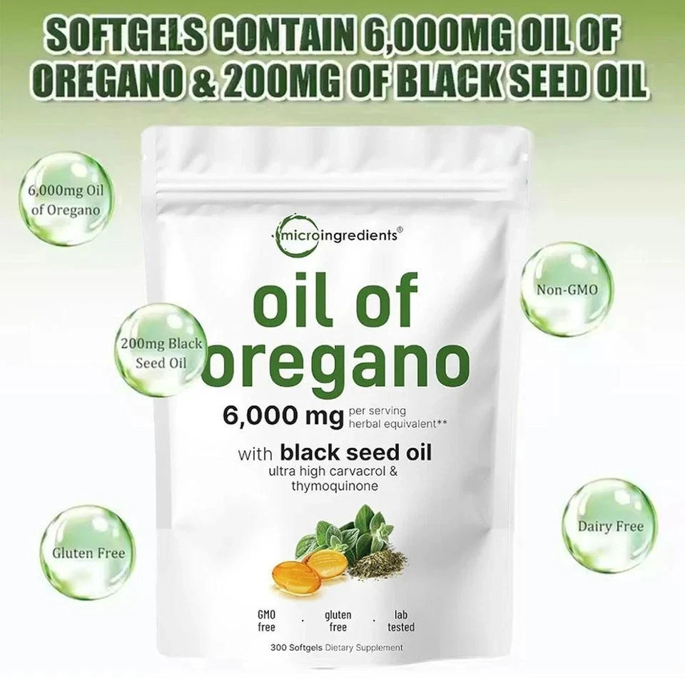 Premium er Oil of Oregano Softgels 6000mg Ingredients Serving,900 Count Premium