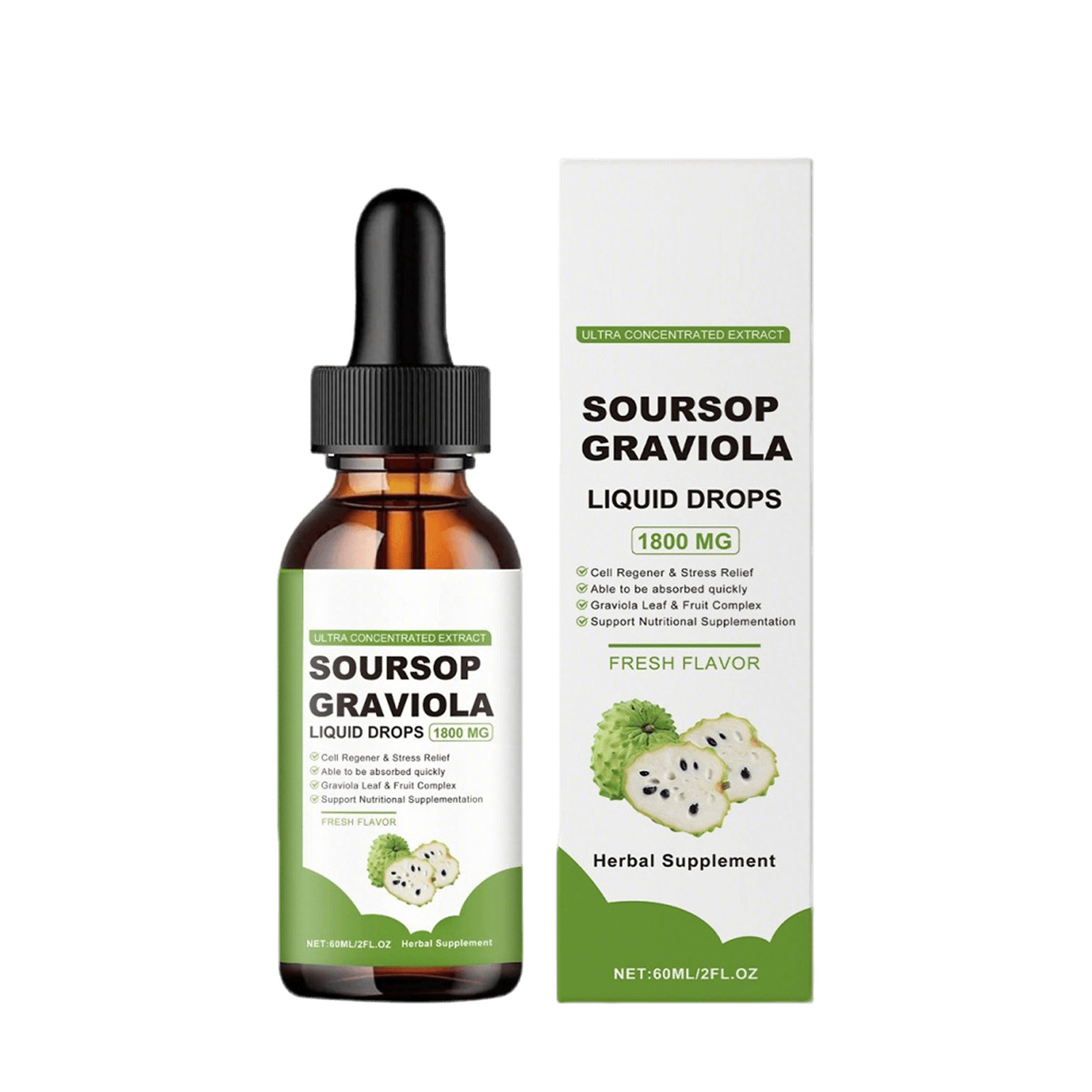 60ML Soursop Graviola Extract 1800MG Guanabana Annona Antioxidant Liquid Drop