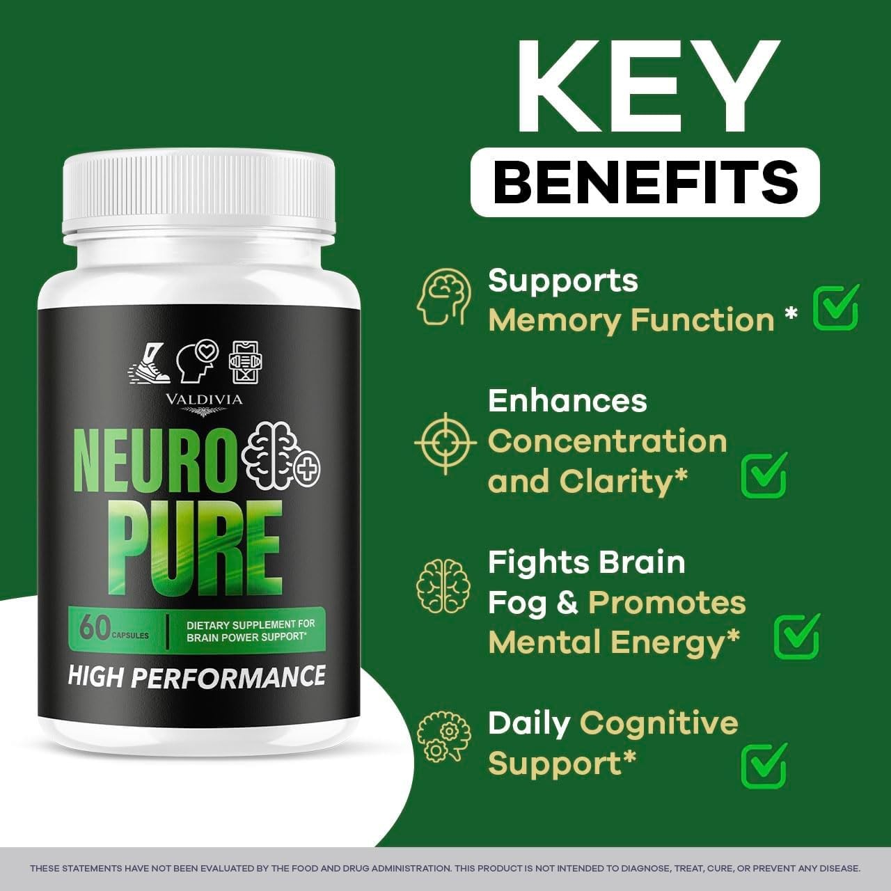 NeuroPure Nerve Health Support Supplement Capsules Natural 1 Pack 60Ct