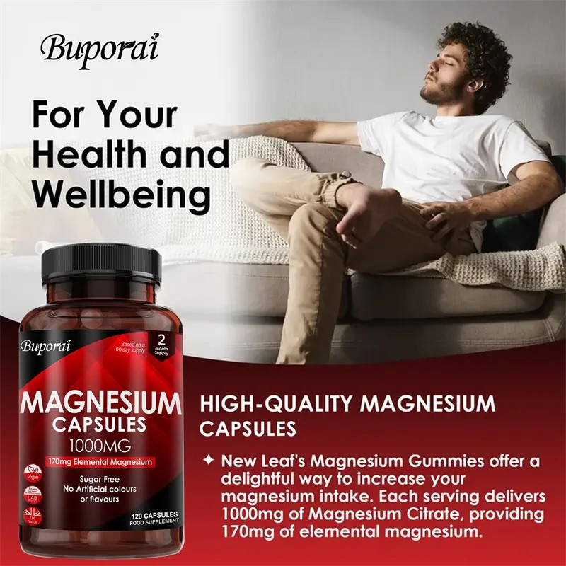 Magnesium 240pcs, Stress & Anxiety Relief, Supports Bone and Muscle Health