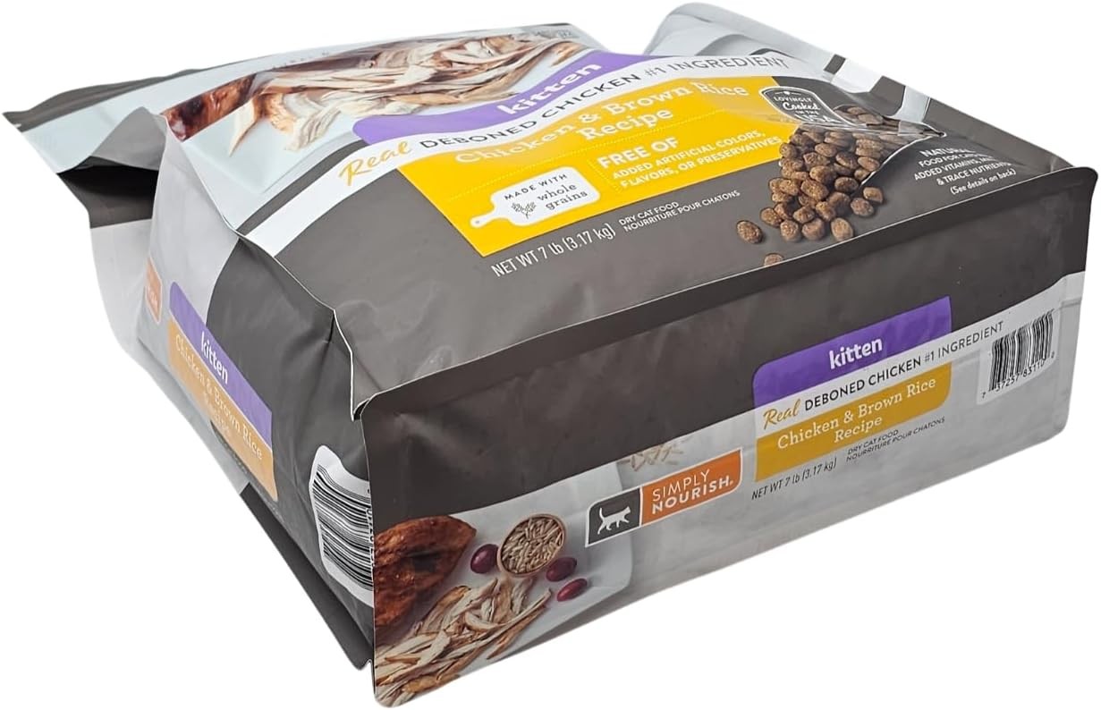 SIMPLY NOURISH Kitten Chicken and Brown Rice Dry Cat Food,7 Pound Bag