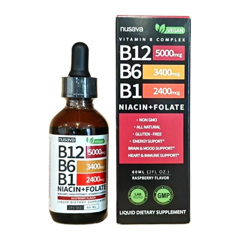 1~3x Vitamin B12 and B6 Liquid Drops, B12 Sublingual B Complex-B12 5000mcg 60m1