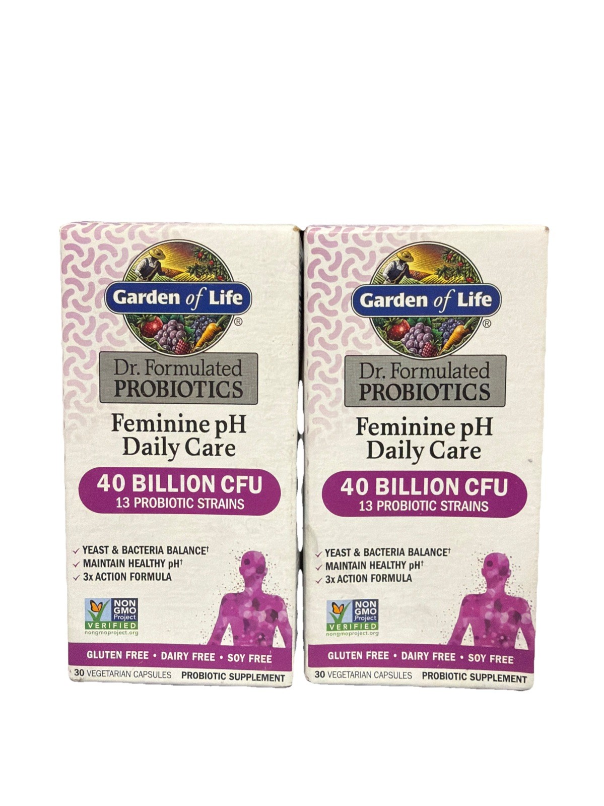 2x Garden of Life Feminine pH Daily Care Probiotic 40 Billion CFU 30 Caps 05/26+