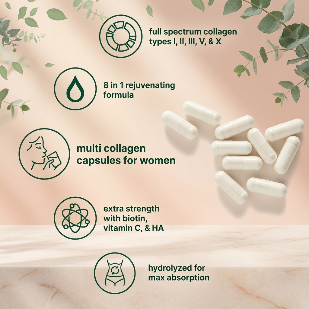 Micro Ingredients Multi Collagen Complex 5 Types Biotin Vitamin C 240 Caps