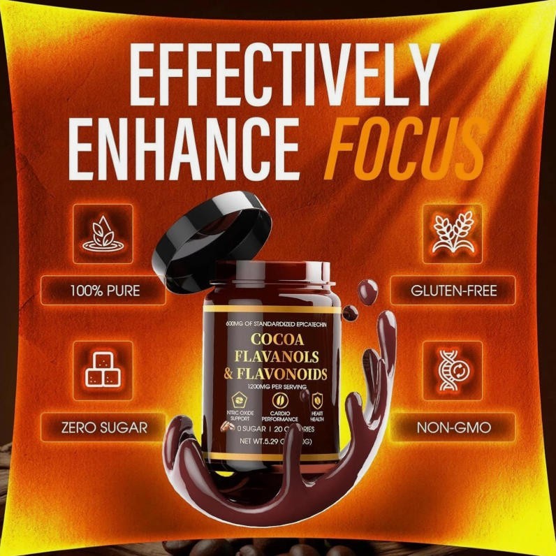 1-PCS High Flavanol Cocoa Powder Flavonoids Supplements Energy Boost 1200mg US