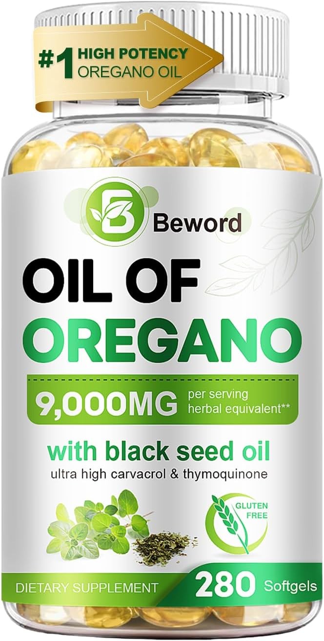 Oregano Black Seed Oil 9000mg Per Serving BEWORD Softgel