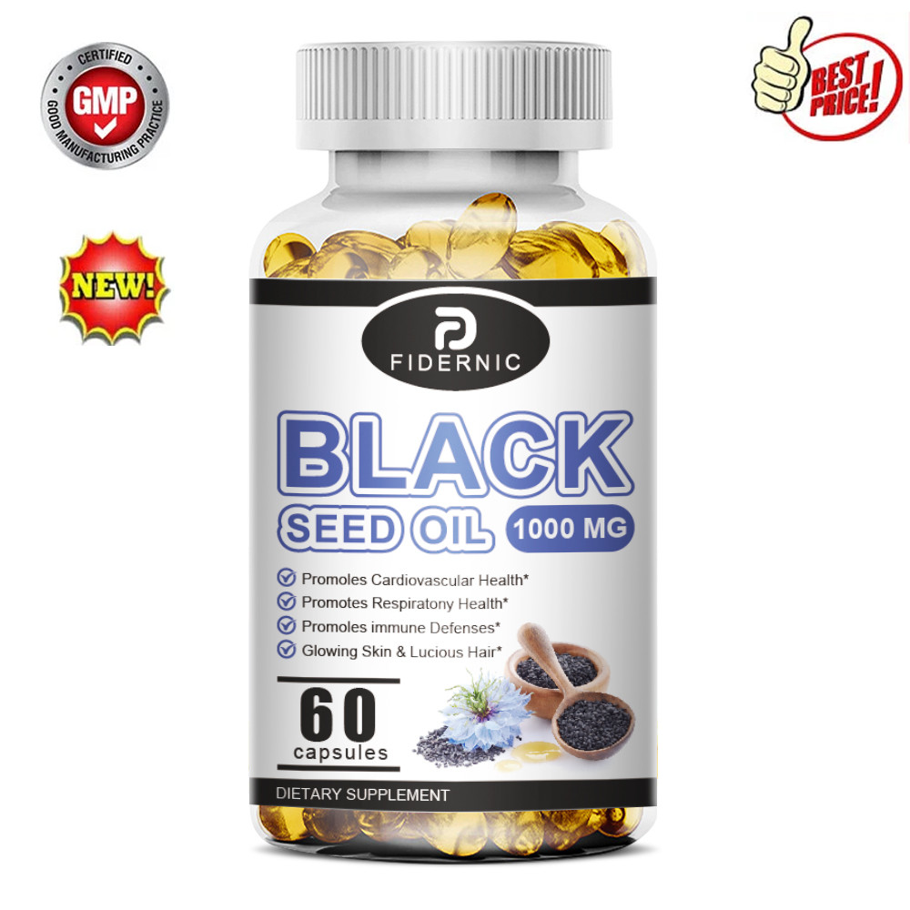 1000mg Black Seed Oil Capsules, Cold Pressed Nigella Sativa Immune Support