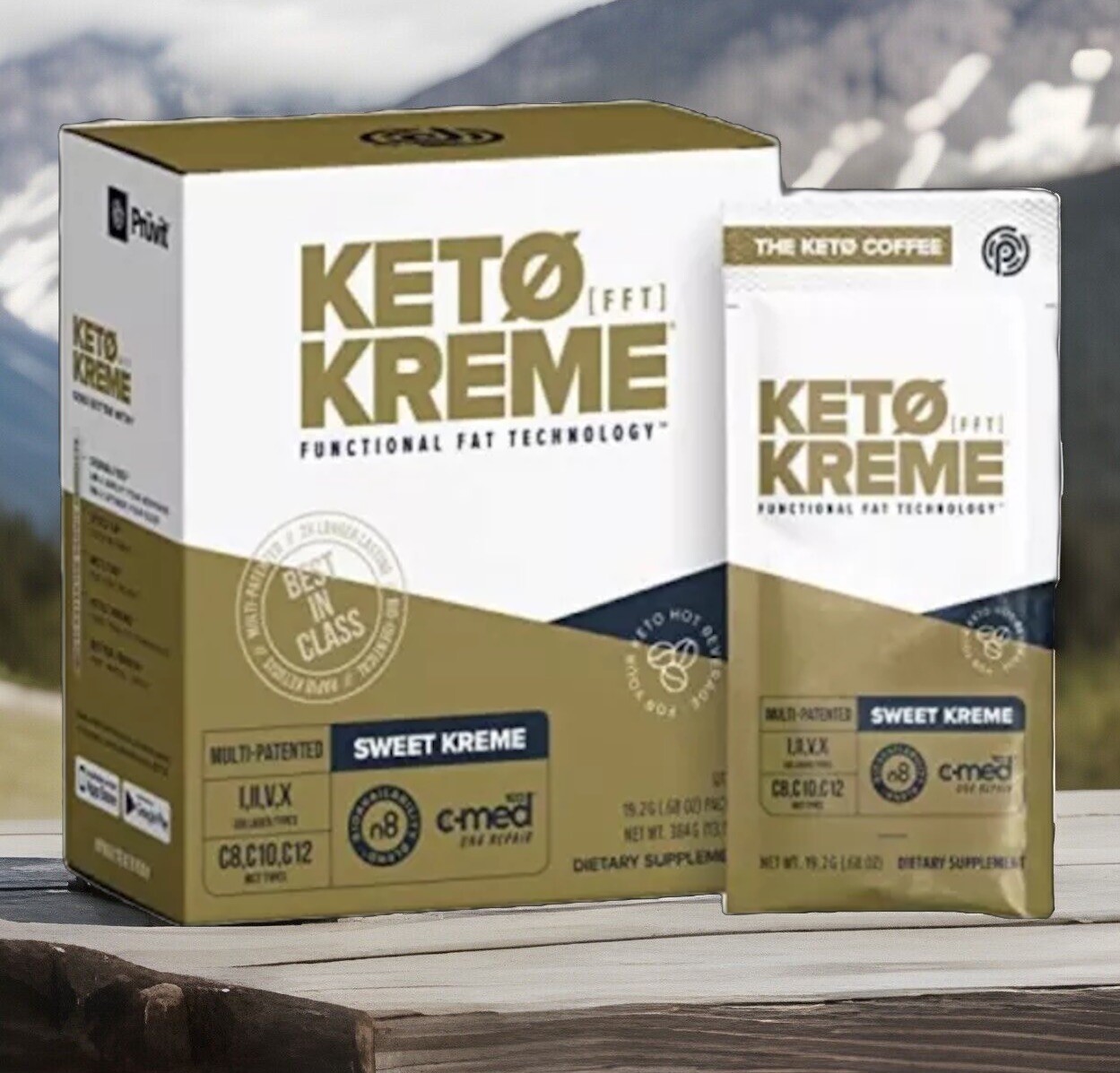 PRUVIT KETO Coffee Kreme Sweet box of 20 packs.