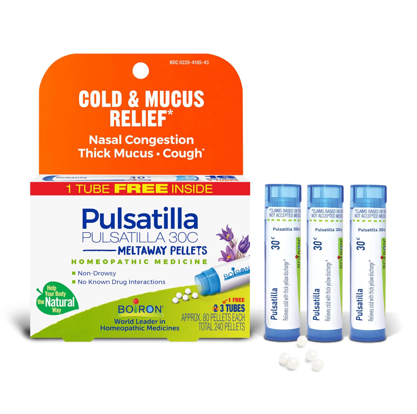 1/28 Boiron Pulsatilla 30C Homeopathic Medicine for Relief from Cold, Nasal Cong