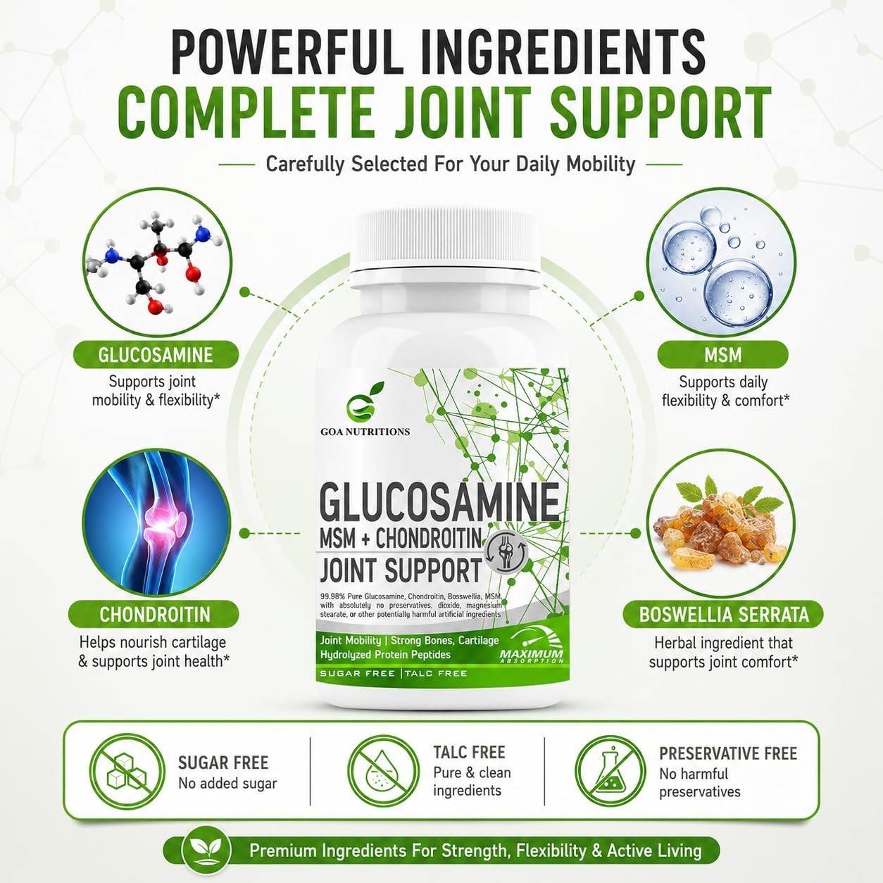5 Pack G.OA Nutritions Glucosamine MSM 60 Tablets