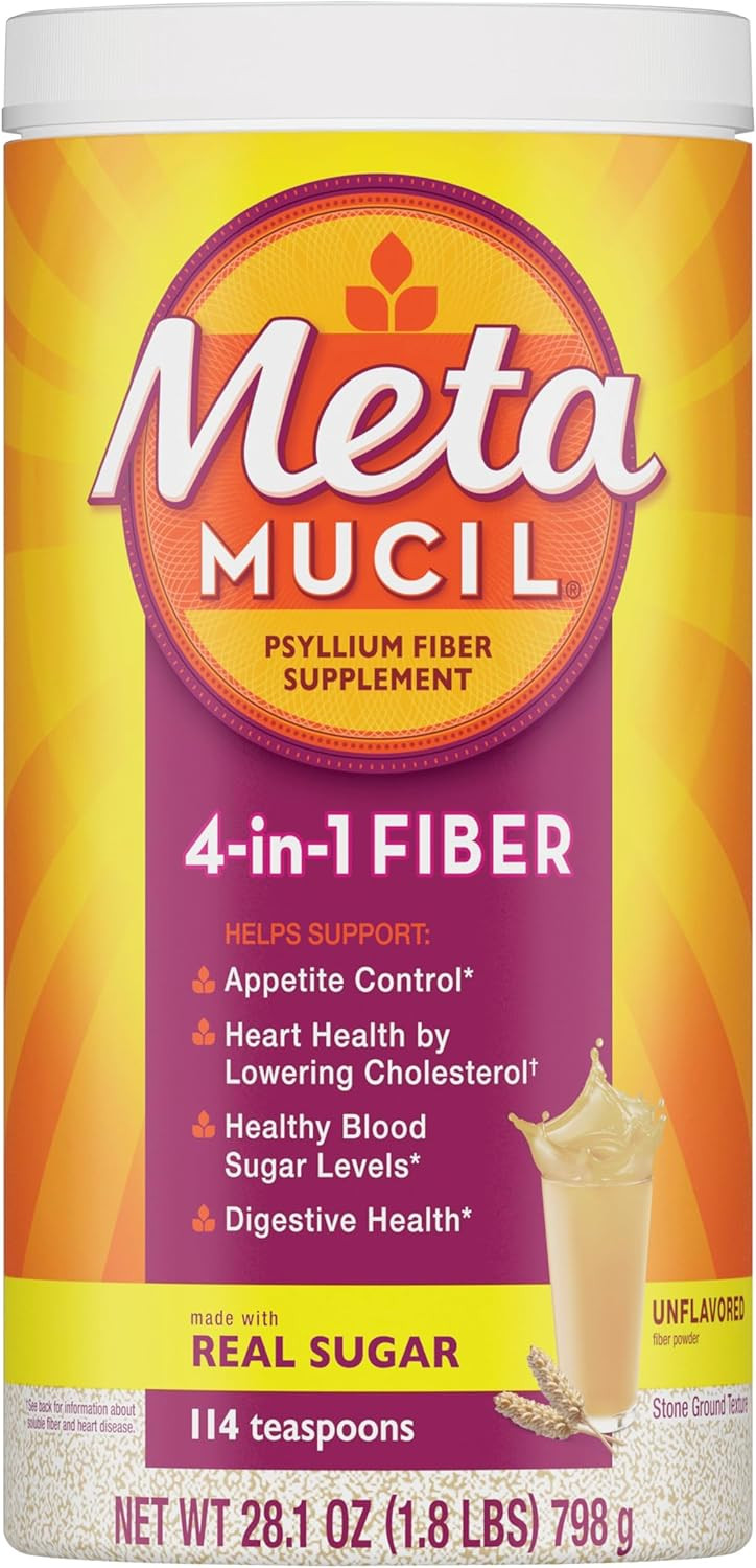Metamucil Daily Psyllium Fiber Powder Real Sugar 114 Servings Digestive Health
