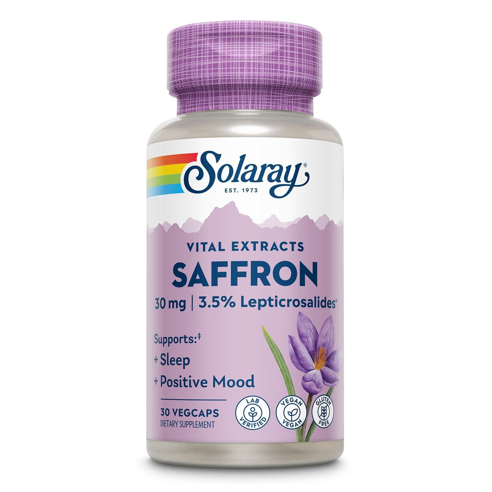SOLARAY Saffron Extract – Sleep and Positive 30 Count (Pack of 1), No Color