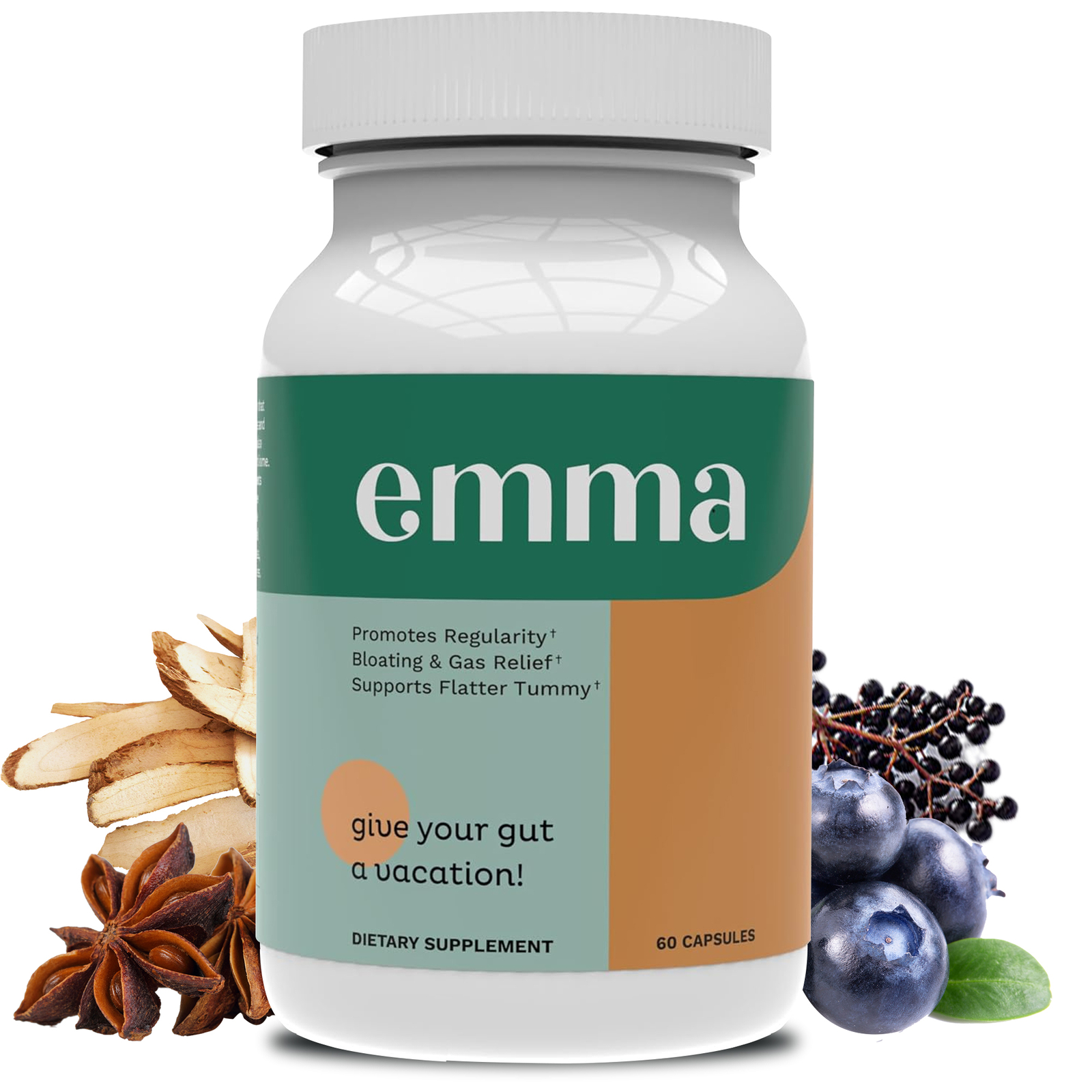 Emma Gut Health Supplement for Gas & Bloating Relief,Leaky Gut Repair*60 Capsule