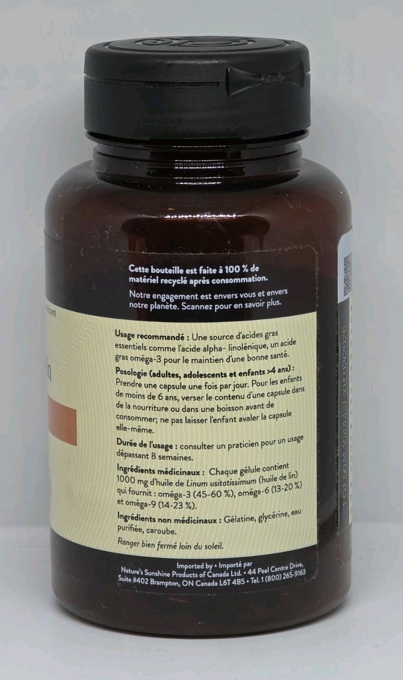 Natures Sunshine Flax Seed Oil 60 Softgels New Sealed Bottle Exp. 02/2026
