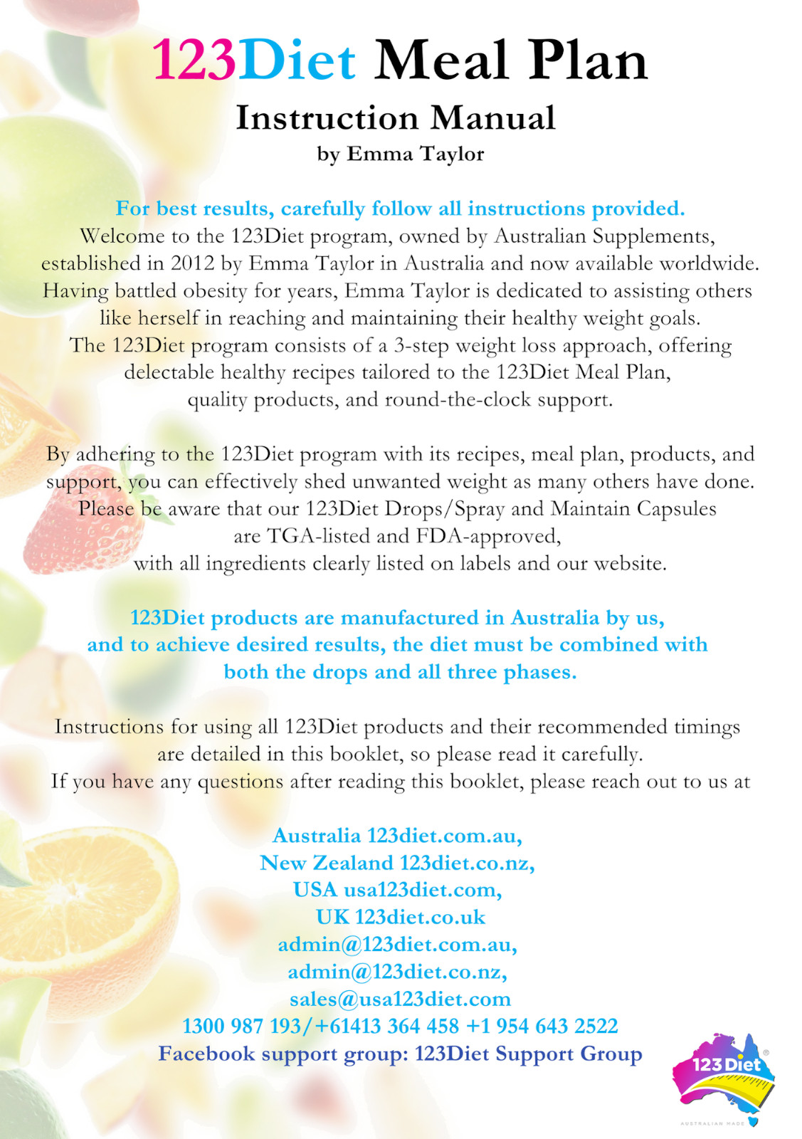 123Diet Spray with Clean-Eating Meal Plan | Sweet Taste Support | Healthy Life