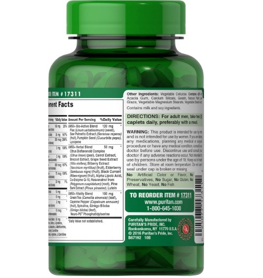 Puritan’s Pride High Potency Ultra Man 50 Plus Coated Caplets, 60 Count