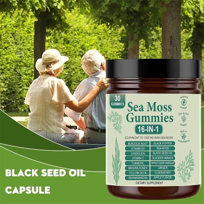 16 in 1 Sea Organic Moss Gummy | Irishmoss Extract 6000Mg | Green Apple Flavor.
