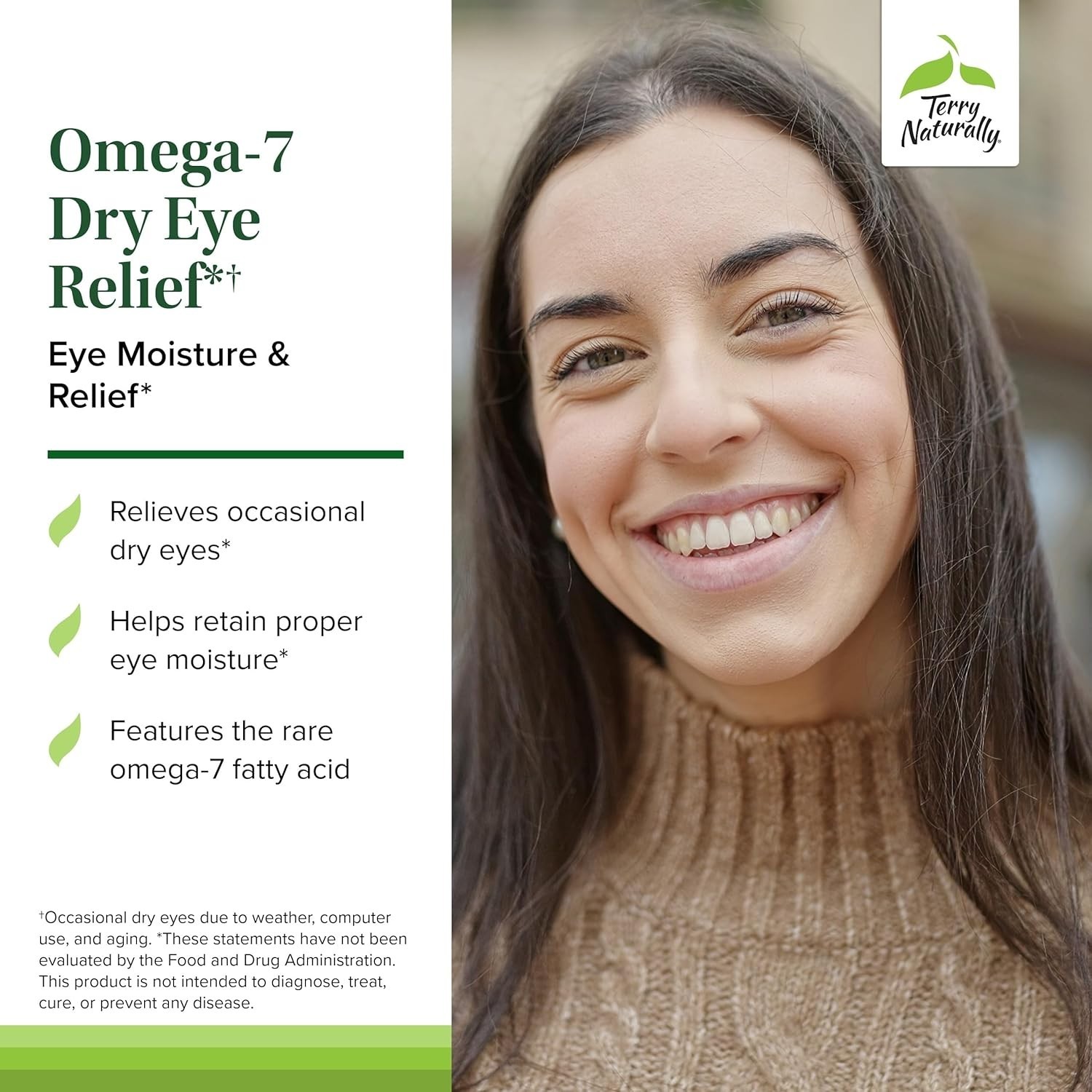 Terry Naturally Omega-7 Dry Eye Relief Lot of 3=180 Softgels Exp. 07/2026