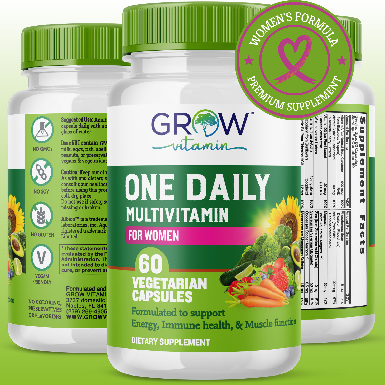 grow vitamin One Daily Multivitamin for Women – Energy Support – Whole Food S…