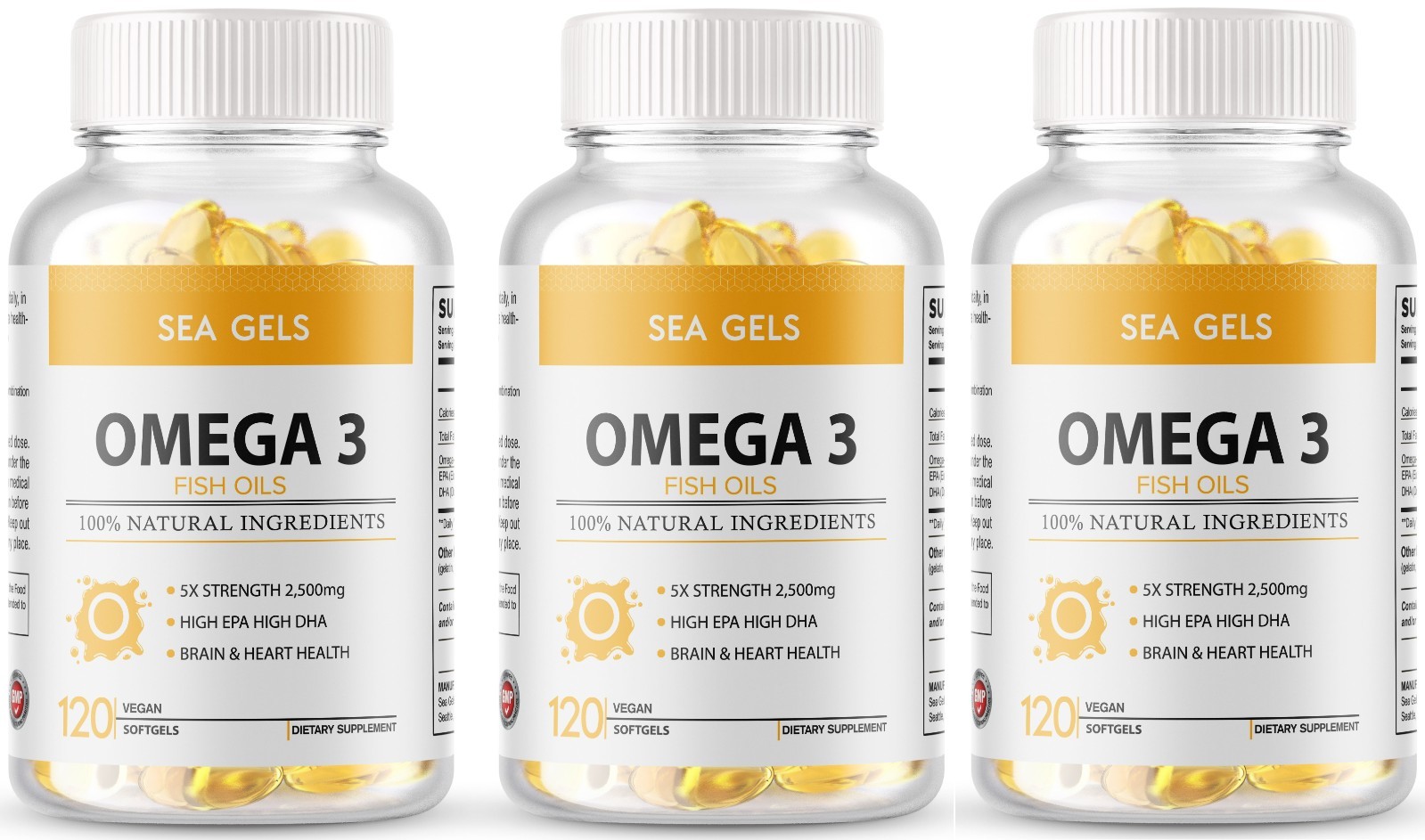 Omega 3 Fish Oil 2500MG 360 Softgels (120 Serv) 5x Strength USA MADE Shipped