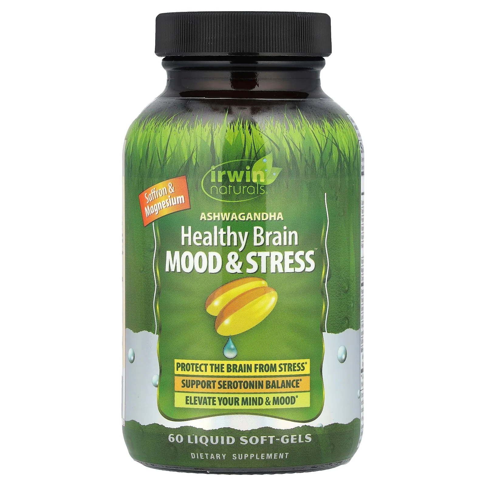 2 X Irwin Naturals, Ashwagandha Healthy Brain Mood & Stress, 60 Liquid Soft-Gel