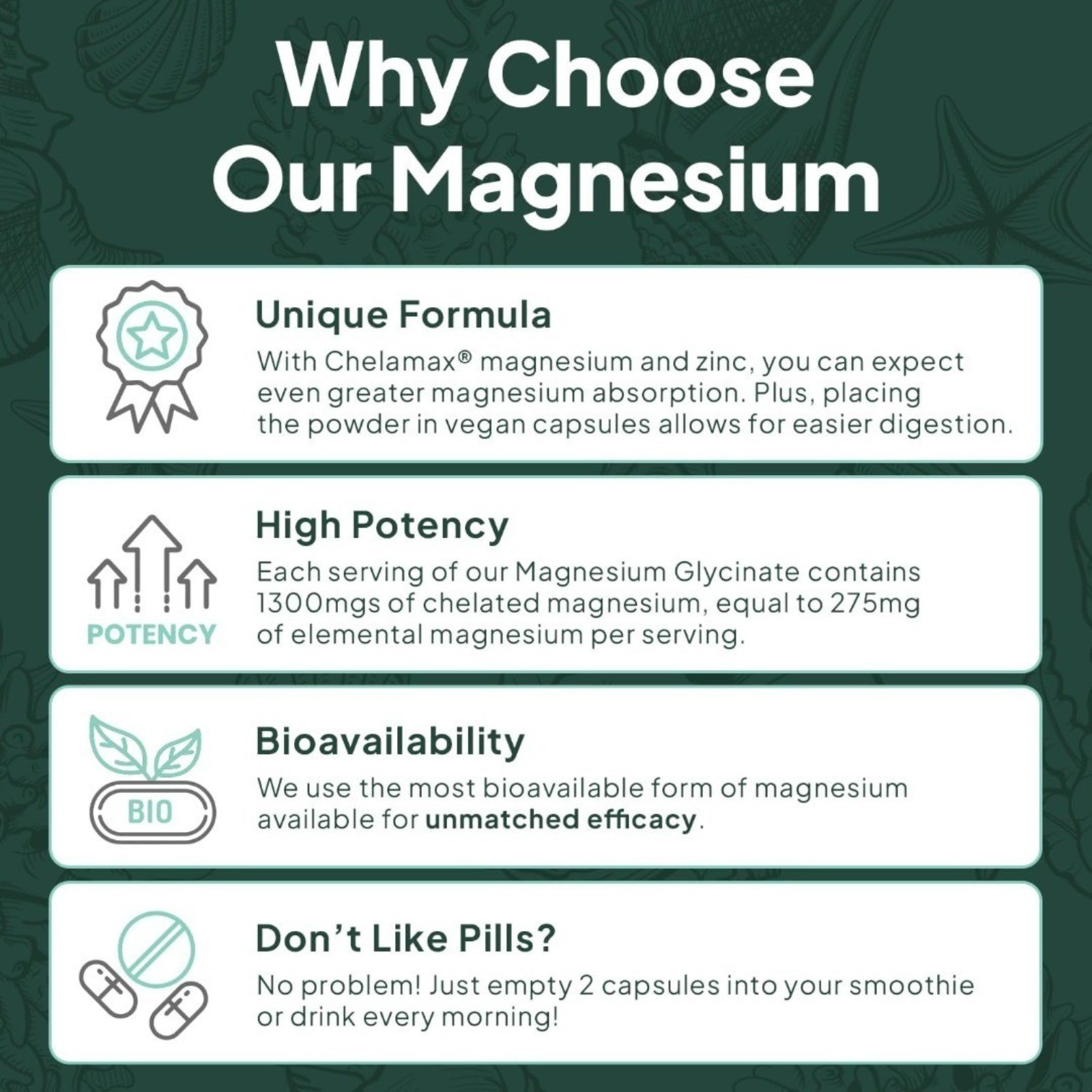 2 bottles Organics Ocean organic Magnesium Glycinate Zinc Maximum 90Caps new