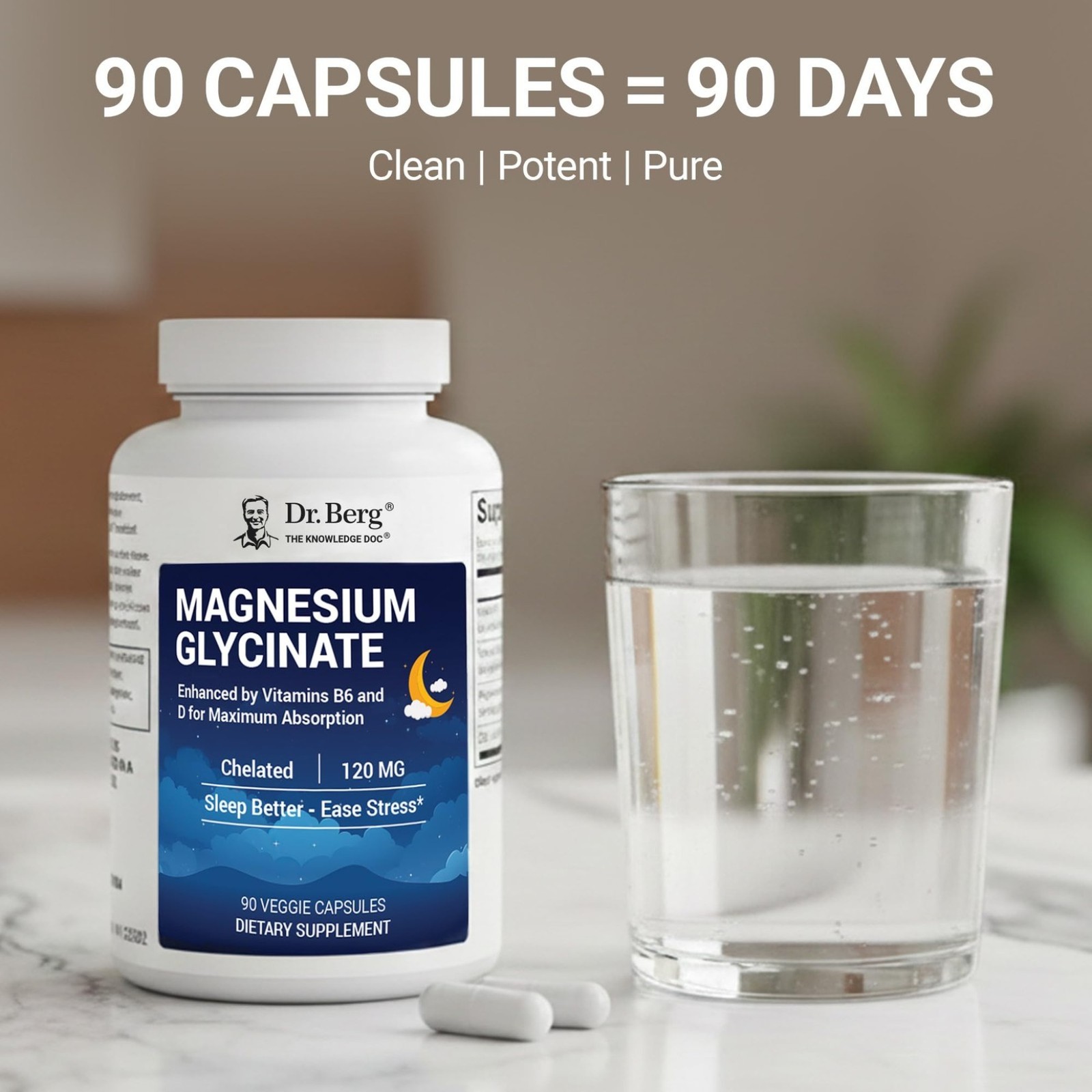 Berg Dr. Magnesium Glycinate 150ct – 4in1 Chelated for Muscle,