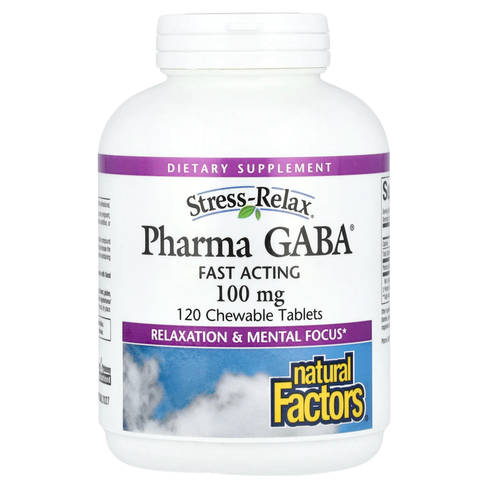 2 X Natural Factors, Stress-Relax�, Pharma GABA�, 100 mg, 120 Chewable Tablets