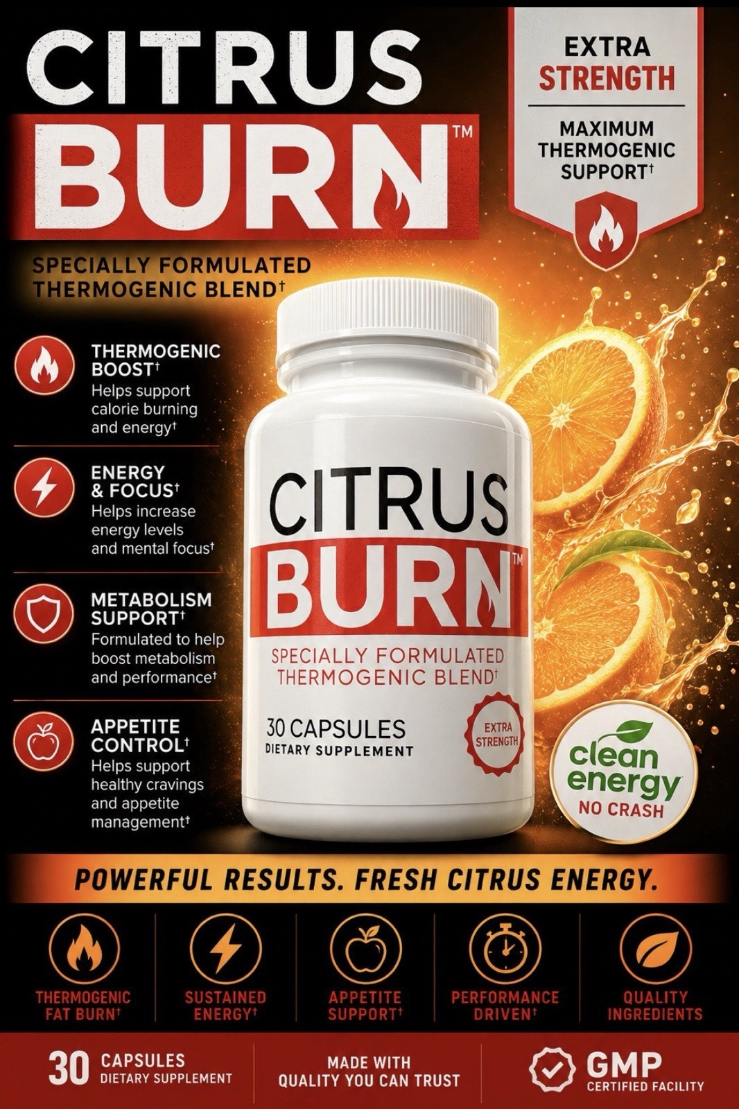 Lose Weight with Citrus Burn Extra Strength Thermogenic Blend Exp 07/2024
